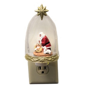 Roman 6.5 Inch Kneeling Santa Night Light Jesus Lamb Nativity Novelty Nightlights - 1 of 3