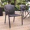 Palm Harbor 4pk Outdoor Wicker Stackable Chairs - Brown - Crosley: Weather-Resistant Steel Frame Patio Seating - 3 of 4