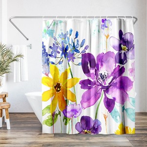 Americanflat 71" x 74" Shower Curtain, Floral Shimmer by Harrison Ripley - 1 of 4