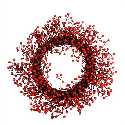 Northlight 22" Unlit Red Berries Artificial Christmas Wreath