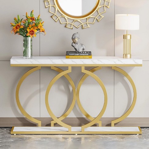 Hommoo 55 inch Console Table White Gold