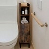 Small Bathroom Storage Cabinet Corner Floor Narrow Toilet Paper Cabinet with Door and Shelves Bathroom - 3 of 4