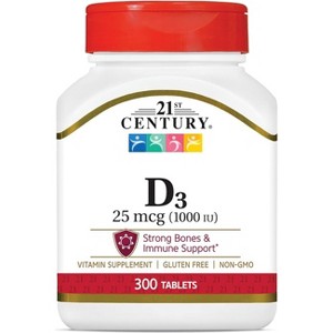 21st Century Vitamin D3 25 mcg (1,000 Iu) 300 Tablets. - 1 of 2