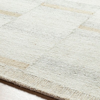 Ivory and Tan Handmade Wool 8' x 10' Tufted Striped Rug