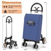 NAYSAYE Folding Shopping Cart Dolly High Capacity Utility Trolley for Grocery Laundry Travel with 66 lbs Load Capacity, Blue, 16.5"*19.5"*41" - 3 of 4