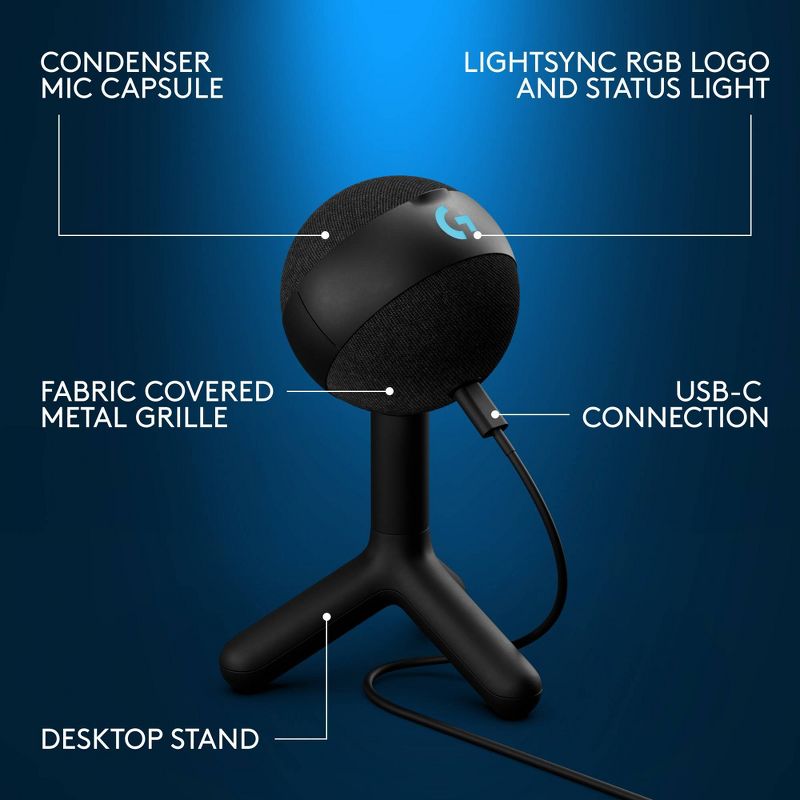 Logitech G Yeti Orb Condenser RGB Gaming Microphone - Black, 6 of 8