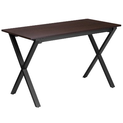 Flash Furniture 47.5''W x 23.75''D Walnut Computer Desk with Black Metal Frame