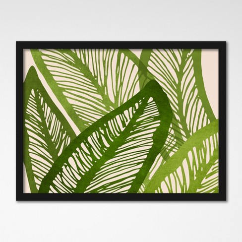 Americanflat Botanical 24x36 Framed Print - Green Tropics Wide