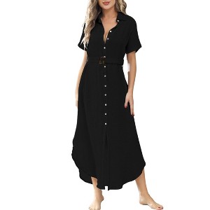 Zilpu Women's Chic Swimsuit Coverup - Lightweight Beach Maxi Dress for Summer Vacation - 1 of 4