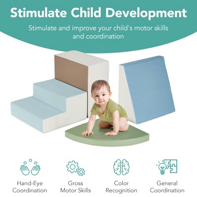 Earth Tone 4-Piece Kids Climb and Crawl Foam Playset