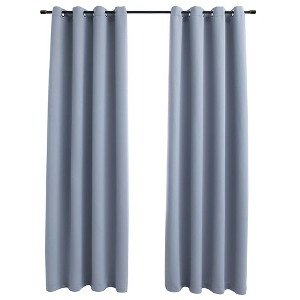 vidaXL Blackout Curtains with Rings 2 pcs Gray 54"x84" Fabric - 1 of 1
