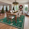 Washable Christmas Area Rug Non Slip Decorative Xmas Holiday Carpet with Santa & Reindeer Print Soft Non Shedding - 3 of 4