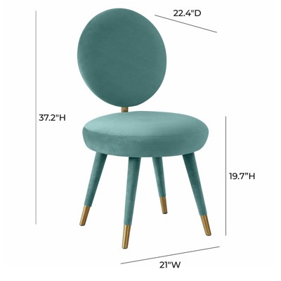 Sea Blue Velvet Upholstered Side Chair with Gold-Tipped Legs