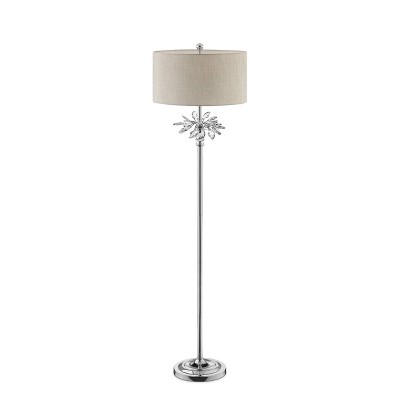 62.25" Traditional Metal Floor Lamp with Crystal Accents Silver - Ore International