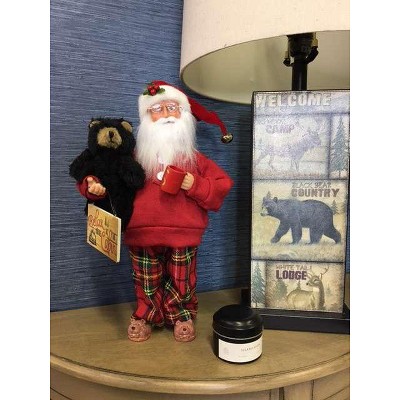 Santa's Workshop 15" Relax at the Cabin Claus Figurine in Red Plaid