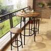 Tantohom 3 Piece Pub Dining Set, Round Bar Table and Stools Set for 2, Dining Set for Breakfast Nook Living Room Small Space Restaurant, Rustic Brown - 2 of 4