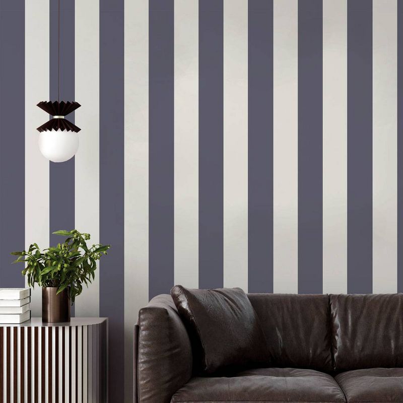 Tempaper Stripe Self-Adhesive Removable Wallpaper Navy/Cream, 6 of 7