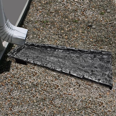 Cast Aluminum Downspout Gutter Splash Block Silver Slate Stone, Rust