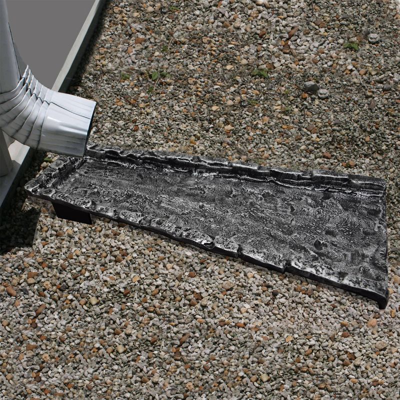 Cast Aluminum Downspout Gutter Splash Block - Silver Slate Stone, Rust-Proof, Decorative, No Assembly Required - Oakland Living, 3 of 6