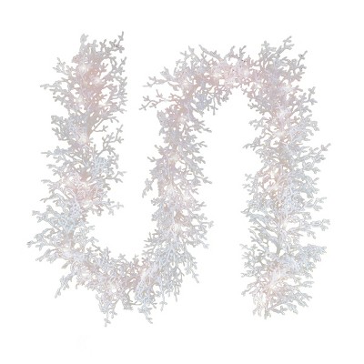 HGTV Pre-lit Coral Artificial Christmas Garland with Warm White LED Lights