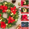 24-Inch Pre-Lit Christmas Wreath with Warm White LED Lights, Frosted Pine Cones, Indoor Outdoor Holiday Door Decor - 4 of 4