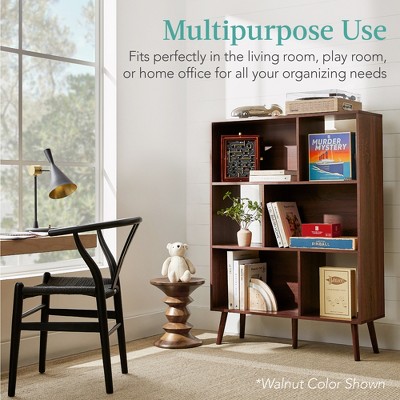 Best Choice Products 3-Tier Mid-Century Modern Wooden Bookcase - Thumbnail 2