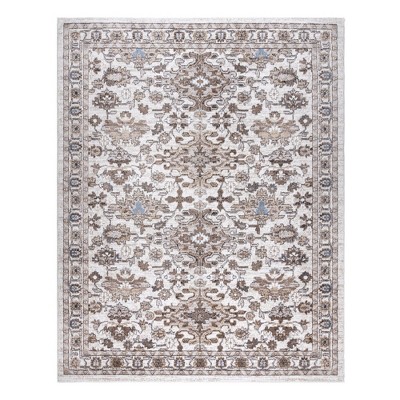 Ivory and Beige Tufted Rectangular Synthetic Area Rug 5' x 7'