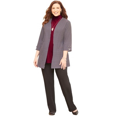 Catherines Women's Plus Size Petite Suprema 3/4-Sleeve Cardigan