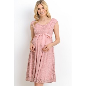 Hello Miz Women's Floral Lace Maternity Dress with Ribbon - 1 of 4