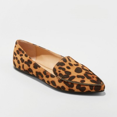wide width leopard loafers
