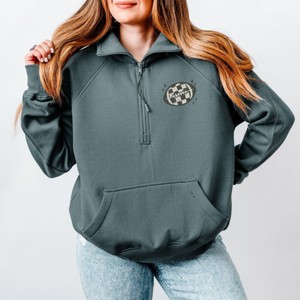 Football Sparkles Distressed - Women's Quarter Zip Fleece Graphic Sweatshirt - 1 of 3