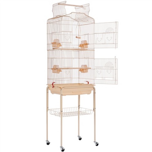 Yaheetech Open Top Metal Bird Cage Large Rolling Parrot Cage With Stand