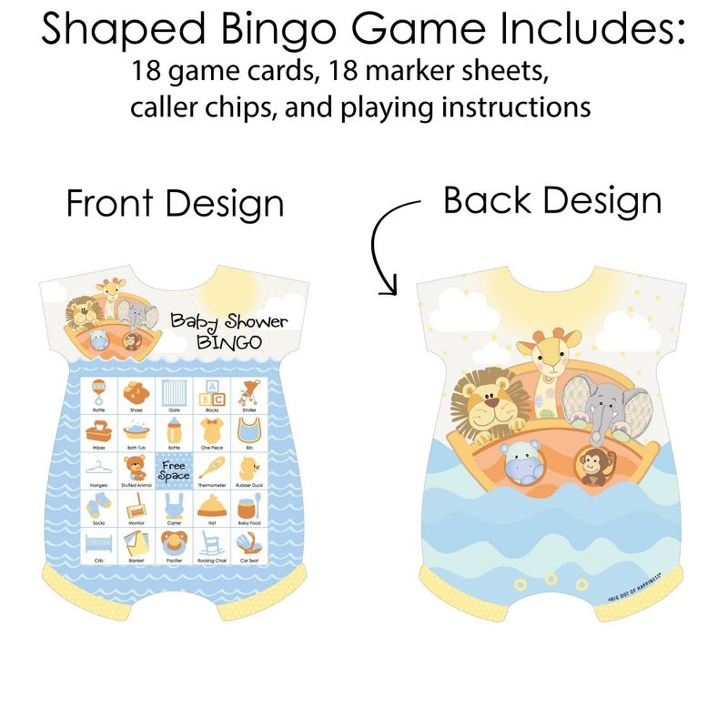 Big Dot of Happiness Noah’s Ark - Picture Bingo Cards and Markers - Baby Shower Shaped Bingo Game - Set of 18, 3 of 6