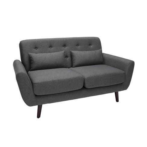 Tufted Fabric Mid Century Modern Loveseat Sofa With Lumbar Support