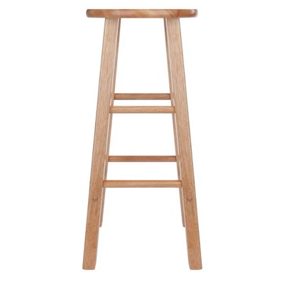 Transitional Natural Wood Adjustable 29" Backless Bar Stool Set