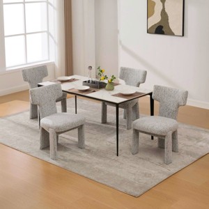 Chenille Upholstered Dining Chairs Set of 4, Dining Room Chairs with Rubberwood Legs, Curved Back Accent Chairs for Kitchen or Cafe-Koiai - 1 of 4