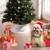 Aghana Digitals Silver Steel Christmas Tree Collar, 26" x 9" Metal Tree Ring Skirt with "Merry & - 3 of 4