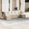vidaXL 7 Piece Patio Sofa Set with Cushions - Beige and Cream With Table - 2 of 4