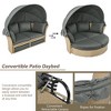 Outdoor Wicker Rattan Daybed with Storage & Retractable Canopy – Round Double Sofa Set, Includes 4 Pillows for Patio, Garden, Poolside-- Frevyn - 4 of 4