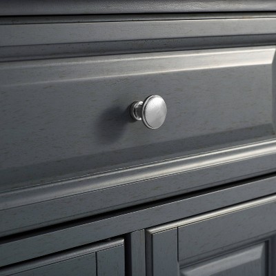 Traditional Gray Granite-Top Birch Kitchen Cart with Nickel Accents