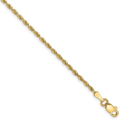 Black Bow Jewelry 1.85mm, 14k Yellow Gold, D/C Quadruple Rope Chain Bracelet