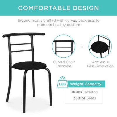 Compact Black MDF Wood and Steel Dining Set with Built-in Wine Rack