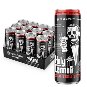 Bones Coffee Company Holy Cannoli Flavored Cold Brew Latte Baked Cannoli Flavor, 11 Fl Oz Cold Brew Coffee, 12 Pack Canned Coffee - 1 of 4