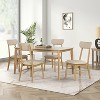 LOVSON 6-piece Dining Table Set, One Table One Bench and Four Chairs, High Gloss White Tabletop With Light Oak Color - 2 of 4