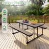 SUGIFT 6 Ft Picnic Table Bench Set with Metal Base for Indoor & Outdoor Use, Black - 2 of 4
