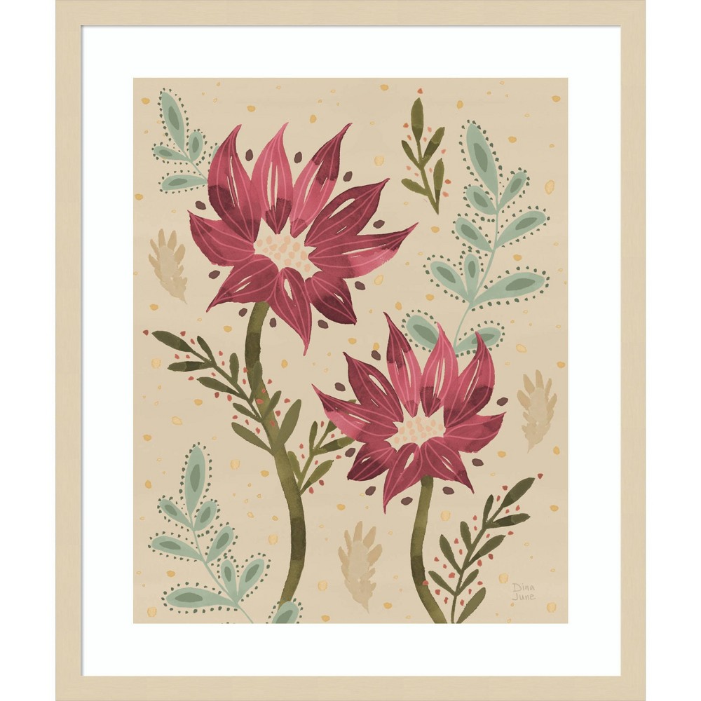 Photos - Other Decoration Amanti Art 21"x25" Floralscape IV Neutral by Dina June: Modern Botanical Lithograph, Hardwood Frame