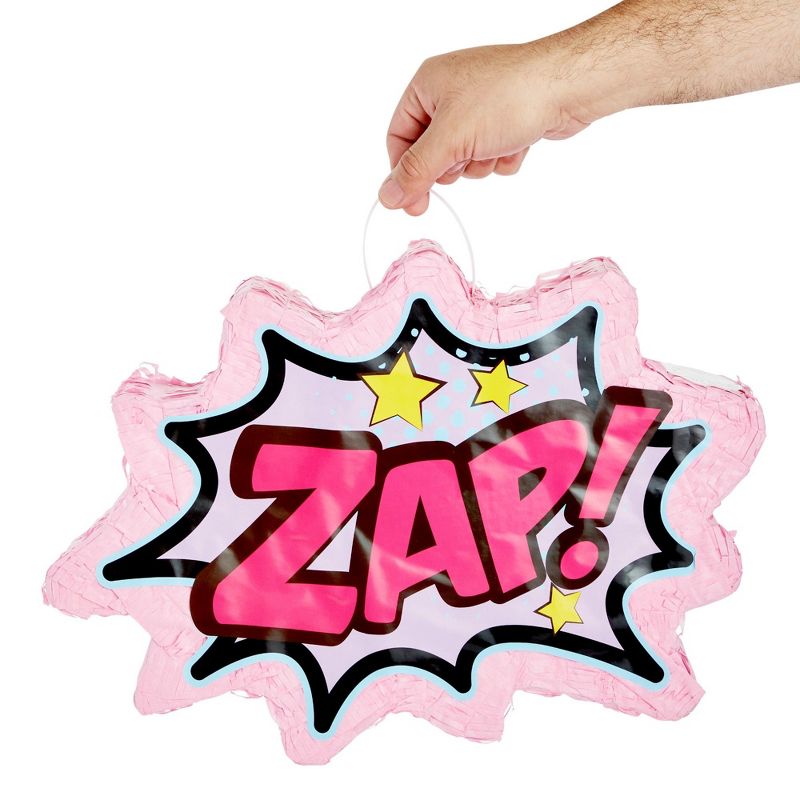 ZAP! Girl Hero Pinata for Pink Hero Birthday, Comic Book Themed Party Supplies and Decorations, 17 x 11.2 inches, 5 of 9