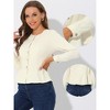 INSPIRE CHIC Women's Peplum Collarless Round Neck Button Down Cropped Ruffle Hem Denim Jackets - 2 of 4