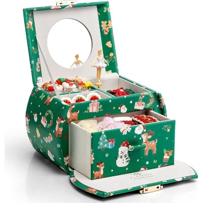 Kids Musical Jewelry Box for Girls with Drawer, Music Box with Ballerina and Stickers