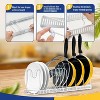 LunaLulinlk Expandable Pot and Pan Organizer Rack,Pot Lid Holder with 10 Adjustable Compartments -Kitchen Cabinet Pantry Bakeware Organizer Rack,White - 2 of 4
